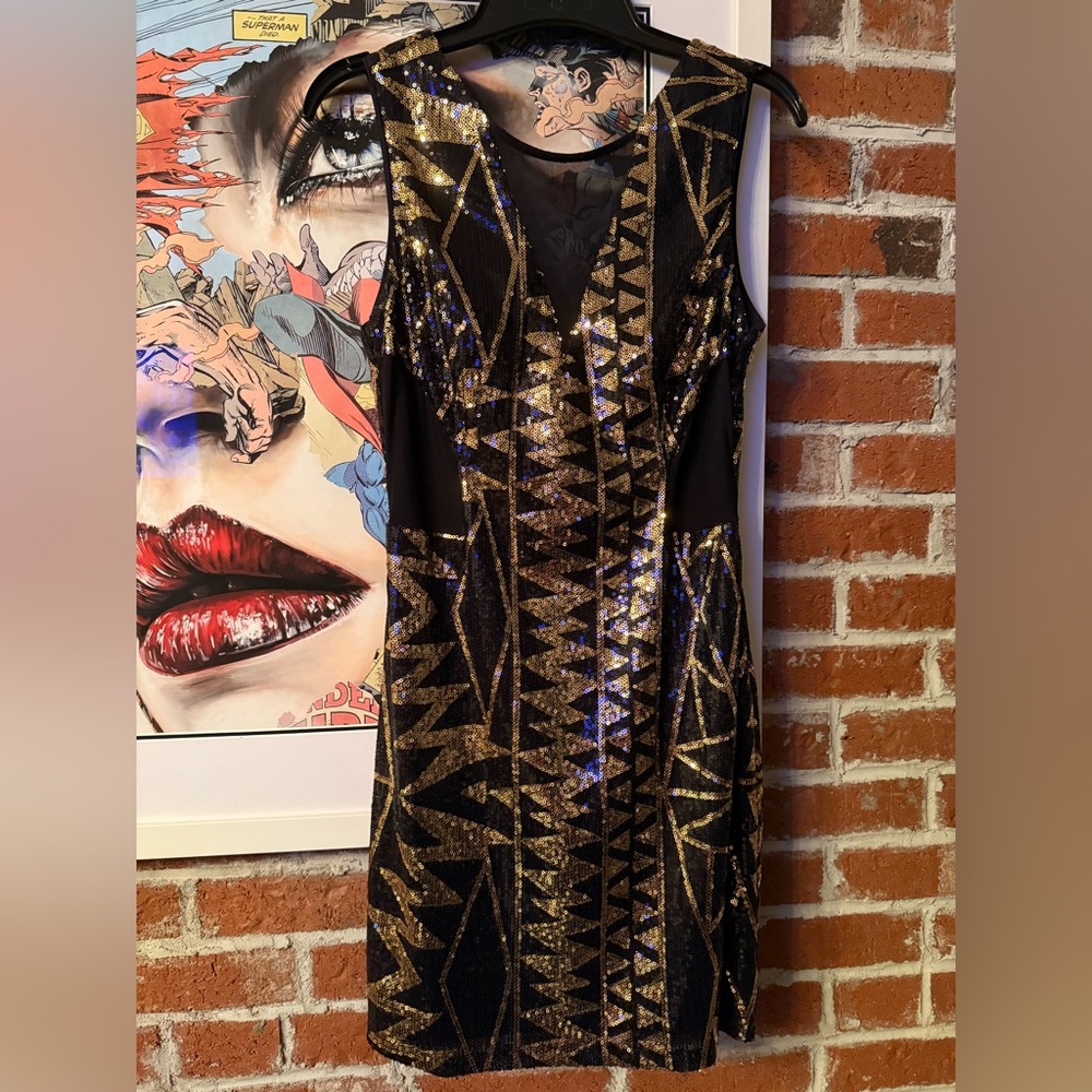 Black and Gold Sequin Dress - Picture 2 of 8